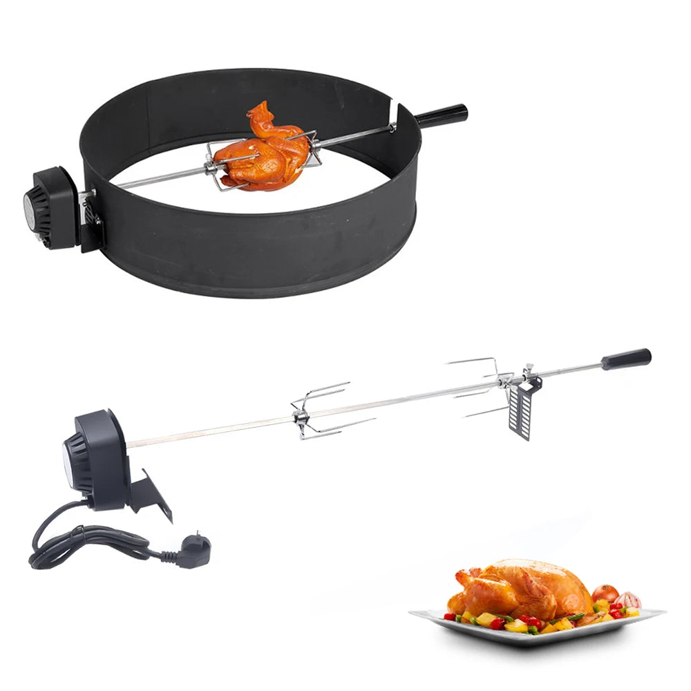New Electric BBQ Grill Spit Roaster w/ 120 cm long cableRod Outdoor Barbecue Grilling Rotisserie Kit