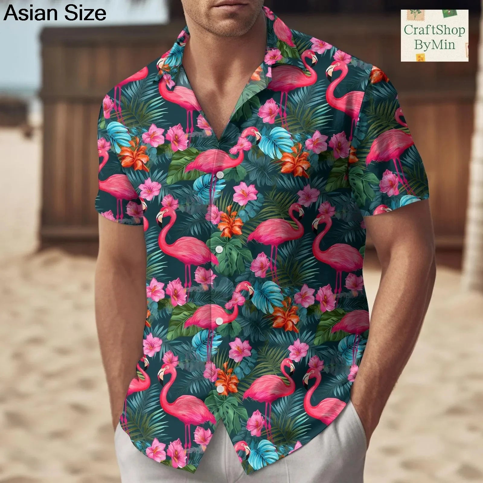 2025 Summer Popular Flamingo Skull  Print Hawaiian Shirts Men Women Comfortable Soft Short Sleeve Shirt Street Daily Trendy Tops