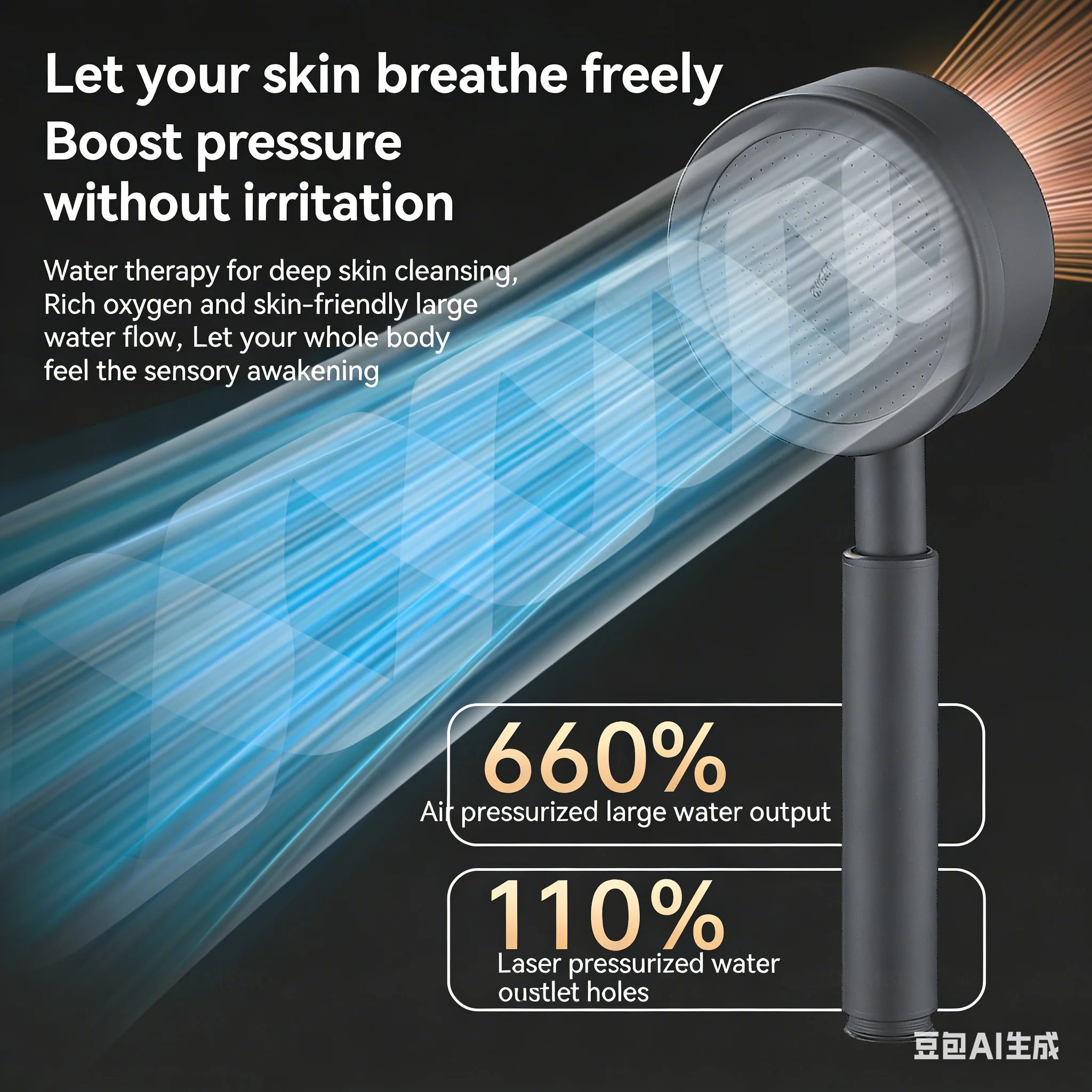 304 stainless steel shower head, handheld shower head for bathroom bathing, bathroom shower head
