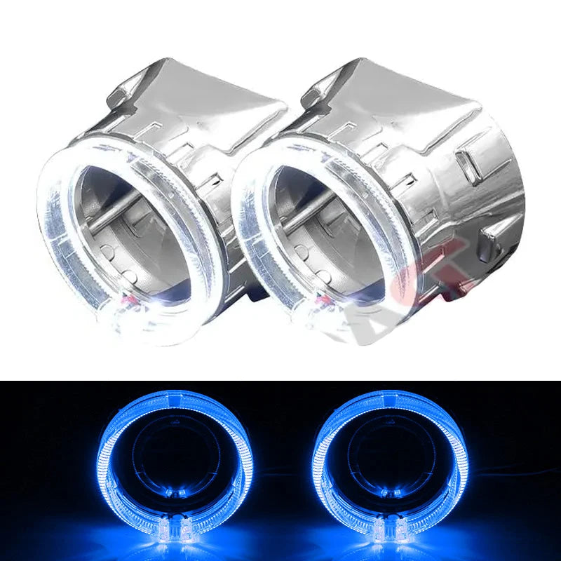 2.5 inch 80mm LED Angel Eyes Projector Shrouds WST Bi-xenon Bi-led Headlight Lenses Cover Mask Car Light Retrofit Accessories