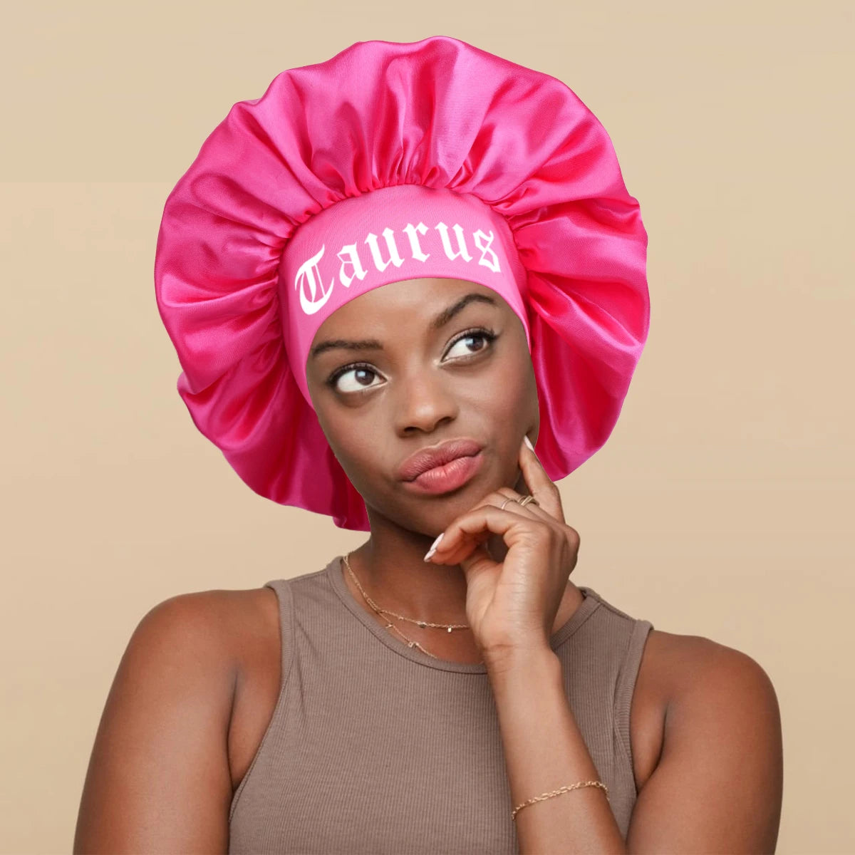 1PConstellation printing satin wide band sleep bonnet ,soft sleeping bonnet with wrap band,make up washing face daily use bonnet