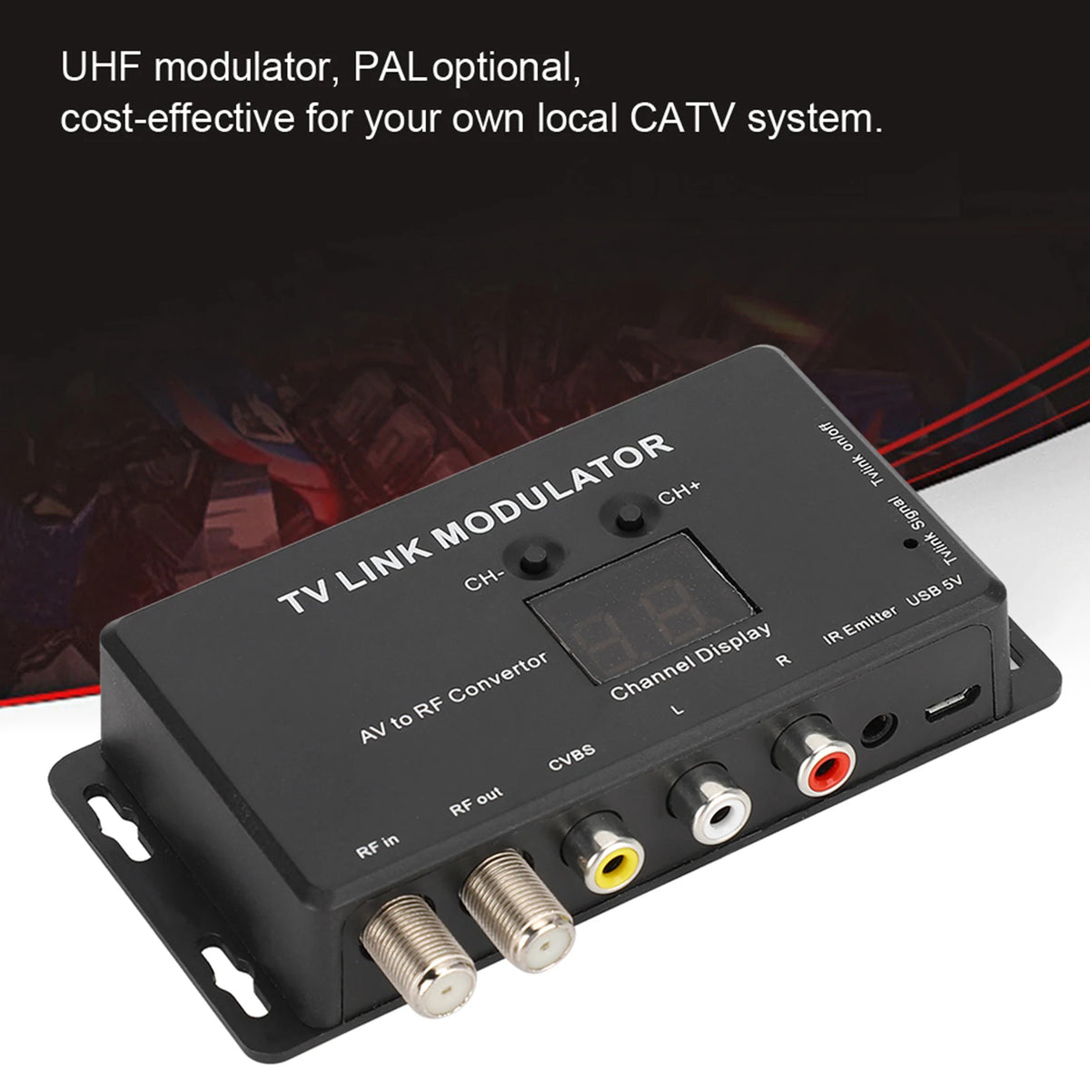 IR Extender Adapter TM70 UHF TV LINK Modulator AV To RF Converter IR Extender With Channel Display Modulator AV To RF Converter