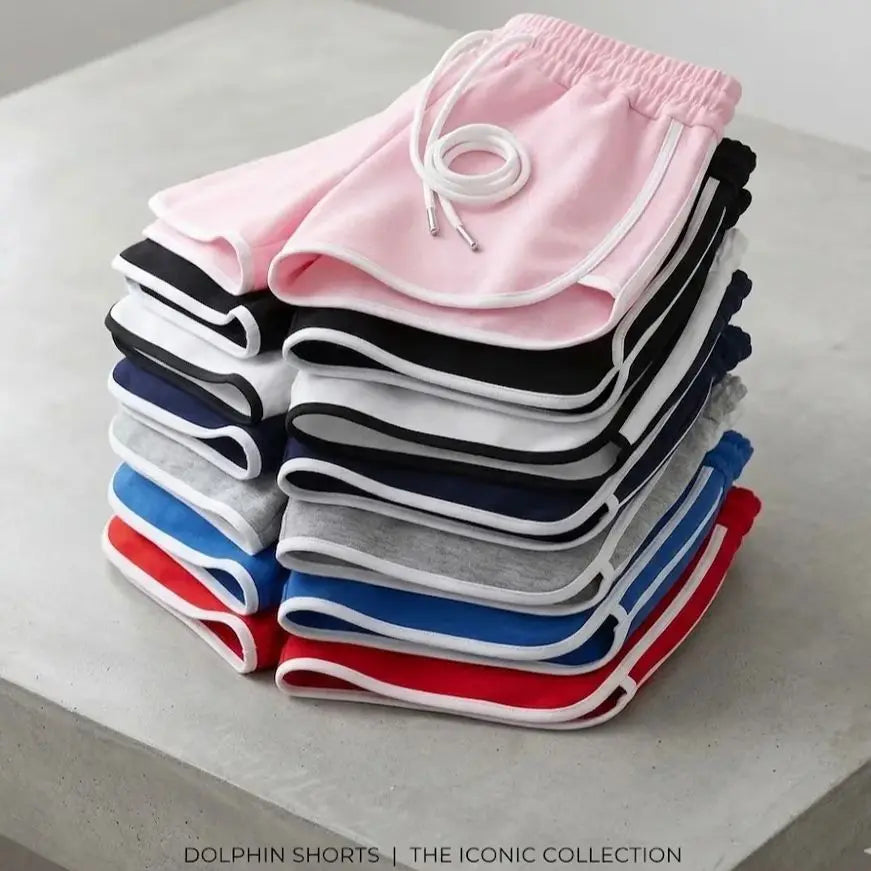 Women's Casual Running Shorts Summer Athletic Sport Shorts Drawstring Elastic Waist Contrast Trim Workout Hot Pants