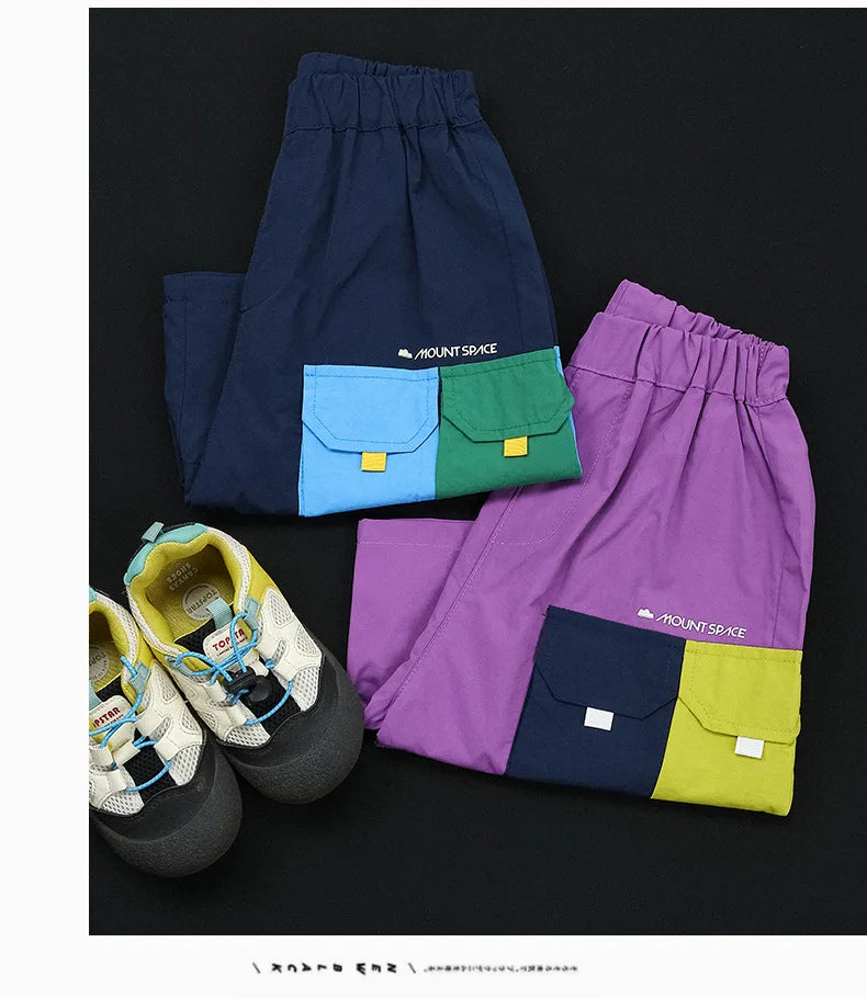Quick Dry Children's Shorts Boys' Color Block Workwear Summer New Arrival Kids' Clothing Elastic Waist Straight Leg Pants