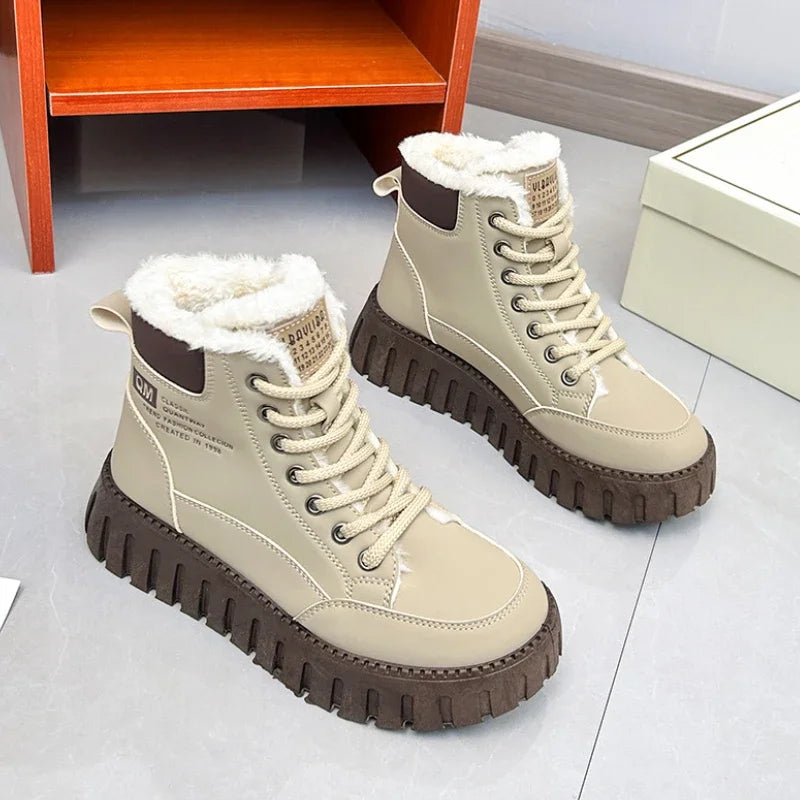 Platform Snow Boots Women 2024 New in Casual Sports Skateboard Shoes Winter Fashion Plus Fur Warm Ankle Boot Footwear Sneaker