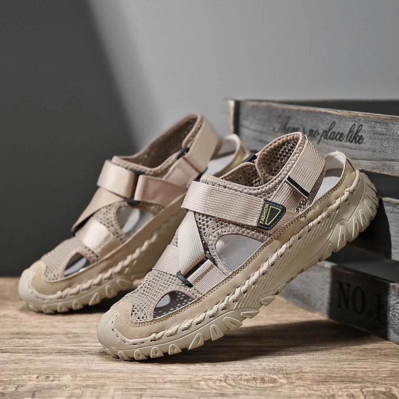 Summer Men Sandals Genuine Leather Mens Casual Shoes Outdoor Men Leather Sandals for Men Beach Shoes Roman mens Shoes