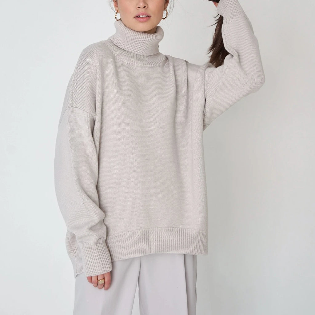 Bornladies Women Turtleneck Sweater CHIC Autumn Winter Thick Warm Pullover Top Oversized Casual Loose Knitted Jumper Female Pull