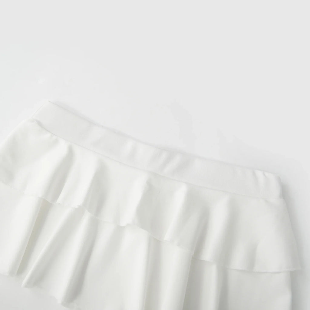 Women's Mini Skirt Low Waist Solid Color Pleated Skirt White Basic Double Layer Sexy Hottie Skirts Solid Color 2026 Summer Trend