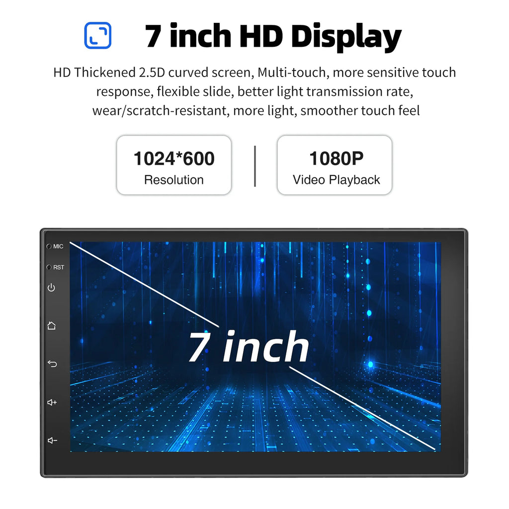 ESSGOO 7"/9"/10“ 2 DIN Android 14 4+64G Car Stereo Carplay Android Auto GPS SAT Navi Bluetooth FM RDS Radio WIFI Touchscreen
