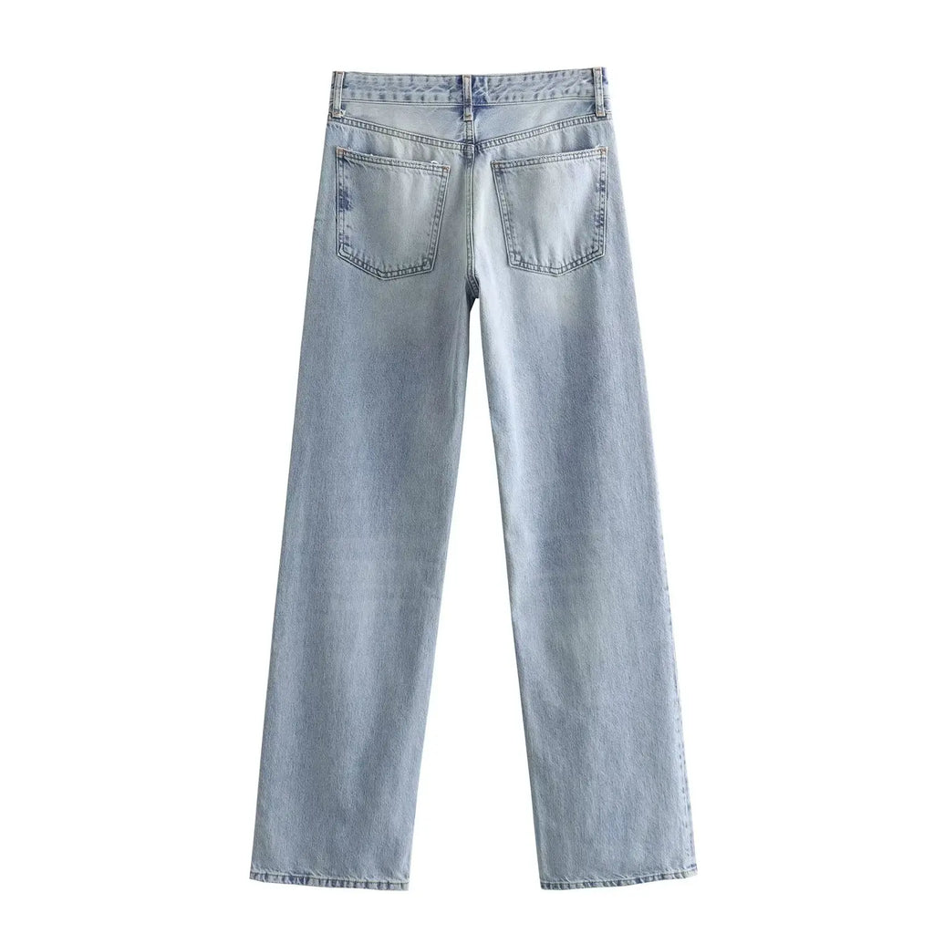Maxdutti British fFashion Street Distressed Jeans Boyfriend Style Pants Girls Retro Loose Casual Jeans For Women Harem Denim