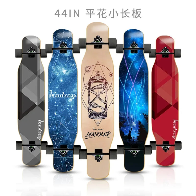 Longboard Beginner Boys and Girls Adult Professional Double Dancing Board 44in Teen Maple Quad
