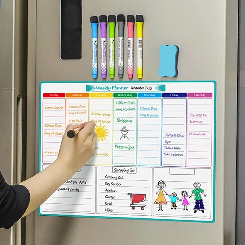 A3 Size Magnetic Dry Erase Weekly & Monthly Planner Whiteboard Blackboard Fridge Sticker Calendar