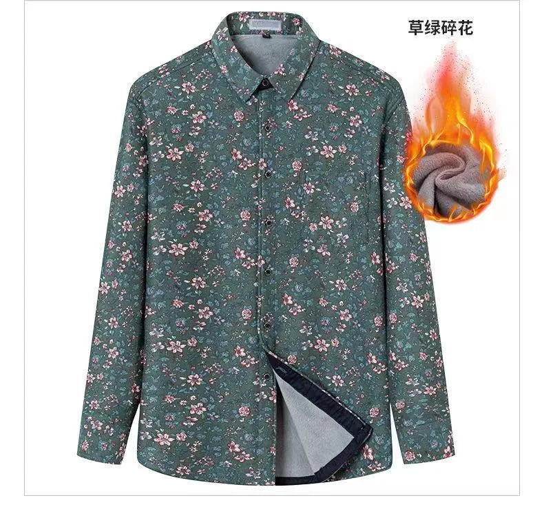 2025 spring shirts flower design high quality thicken casual mens shirt,autumn smart casual shirt men,size M-5XL KCY019