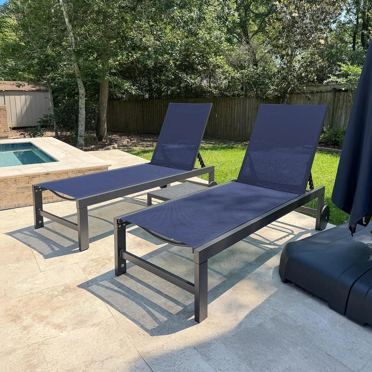 Fade-Resistant Pool Chaise Lounge, Quick-Dry Fabric, Rust-Proof Frame, 5-Position Recline, Wheels, 270 Lbs, Outdoor, Customized