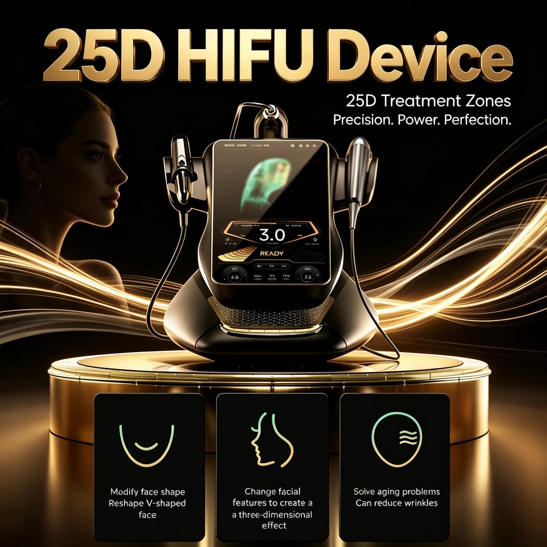 360MAX 25D HiFU 3 In 1 Technology Machine For Non Invasive Facial Slimming Anti Aging And Body Firming
