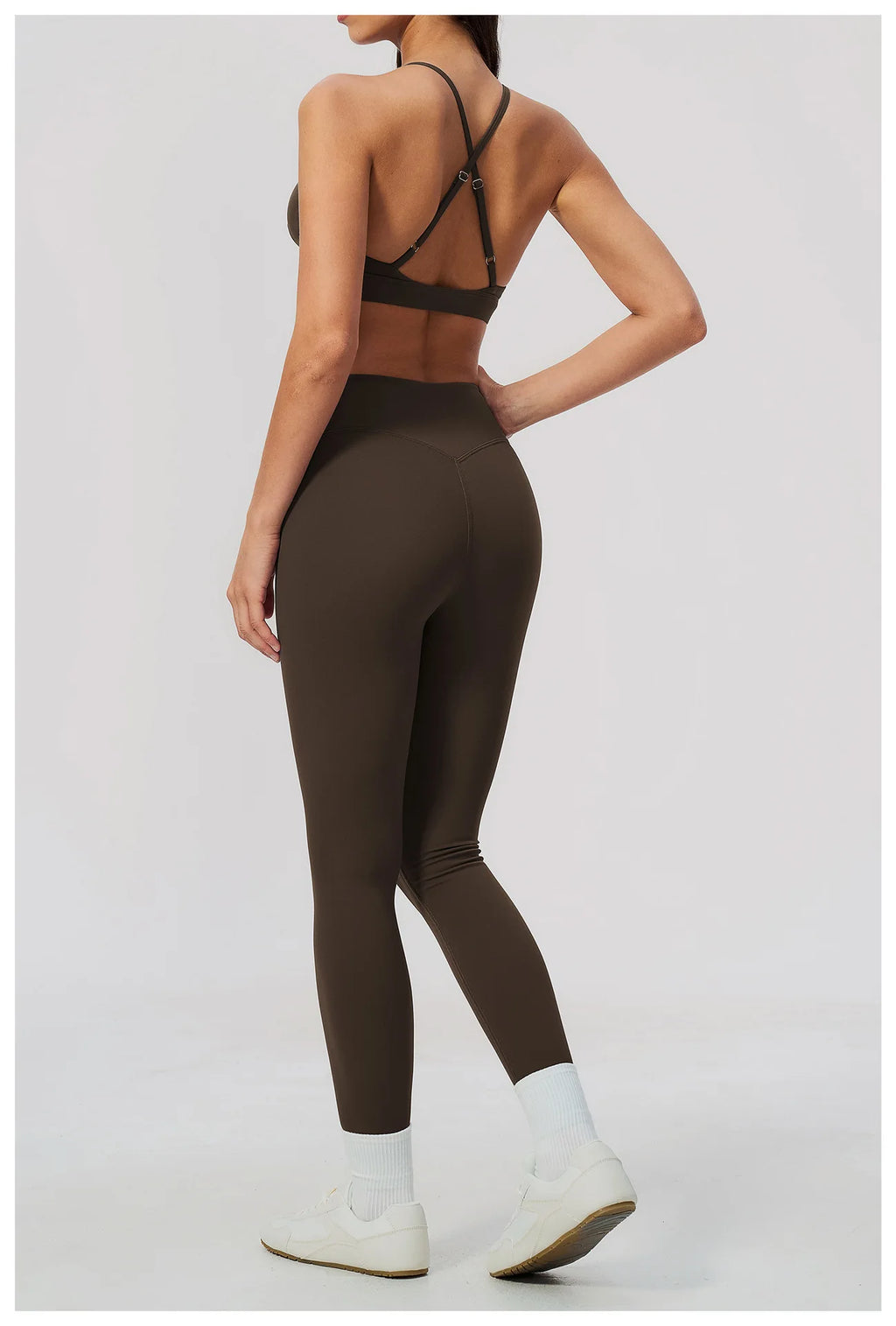 Woman Yoga Set Fitness Suit 2PCS Gym Clothing Running Workout Sportswear Outfit Tracksuit Set V Neck Cross Back High Waist Pants