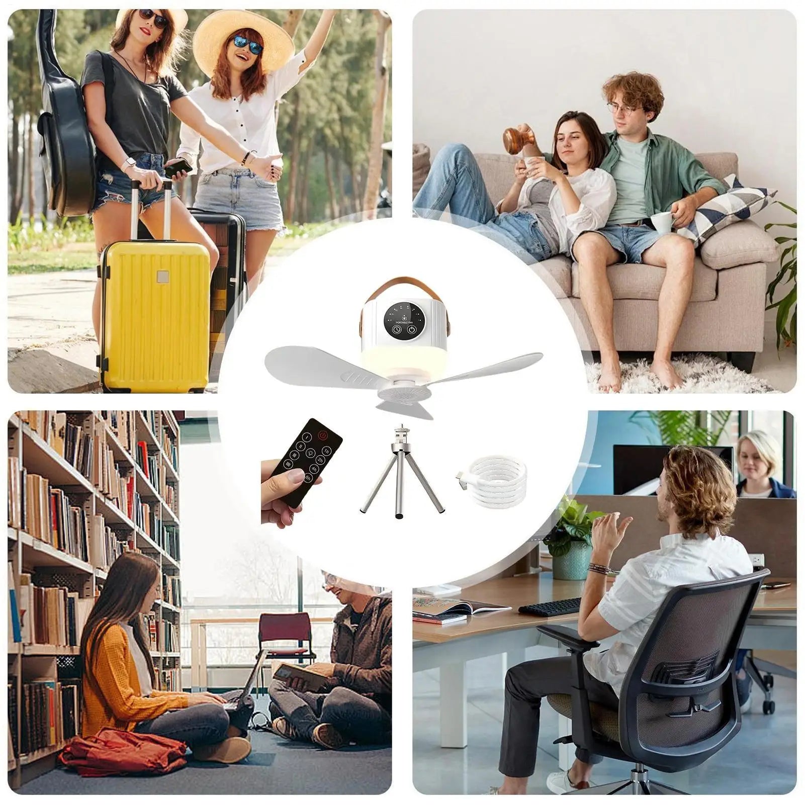 Camping Fans For Tents Low Noise Portable With Remote Timer Camping Tent Fan For Outdoor Beach Rv Bedroom Travel Road Trip