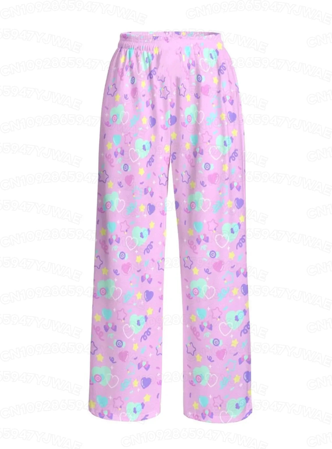 Spring and Autumn Women's Men's Gothic Hip Hop Yami Kawaii Y2K Print Street Style Casual Long Pants