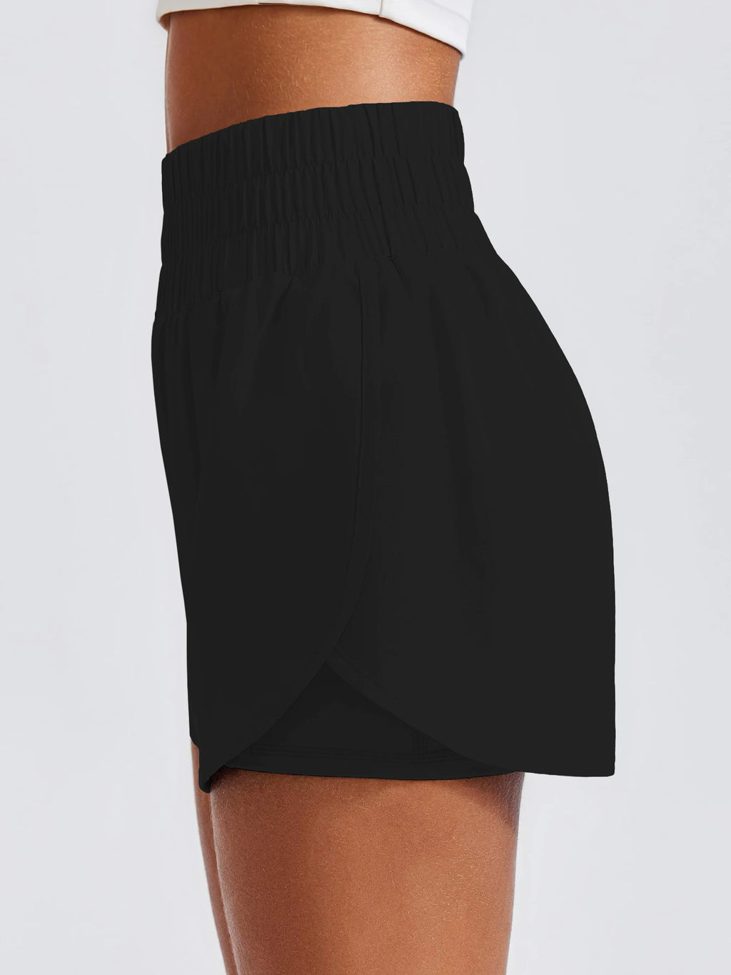 Women's High-Waisted Yoga and Running Fake Two-Piece Shorts with Anti-Exposure Design, Slimming Effect for Gym Use