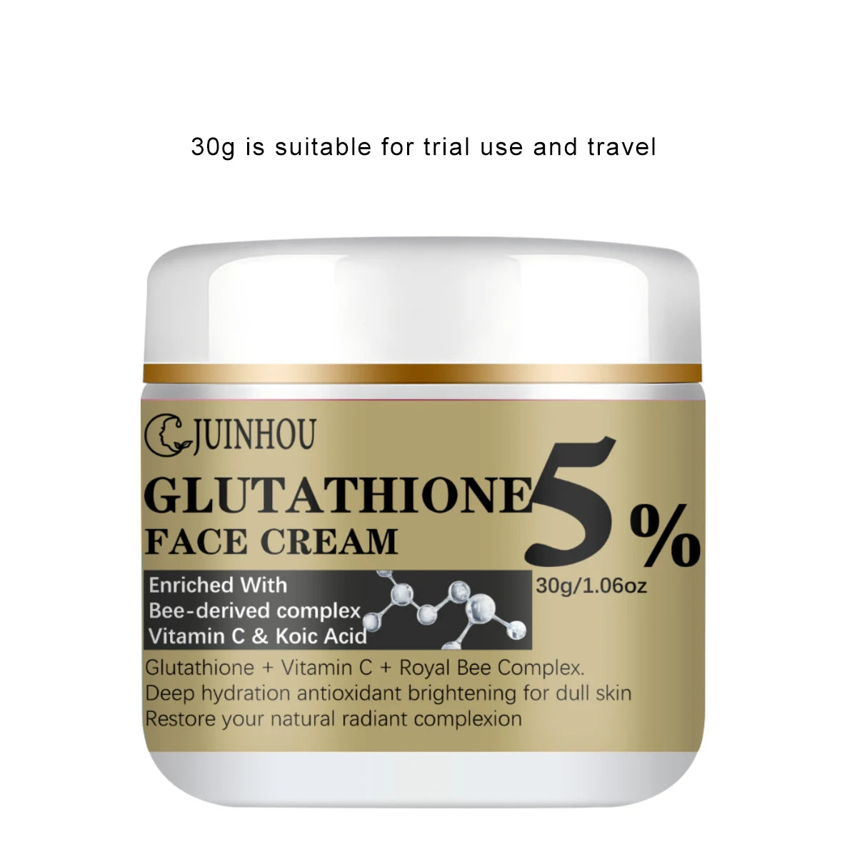 JUINHOU Face Cream 5% Glutathione Bee Complex Vitamin C Kojic Acid Moisturizing Face Cream For Dull Skin Hydrating Skincare Gift