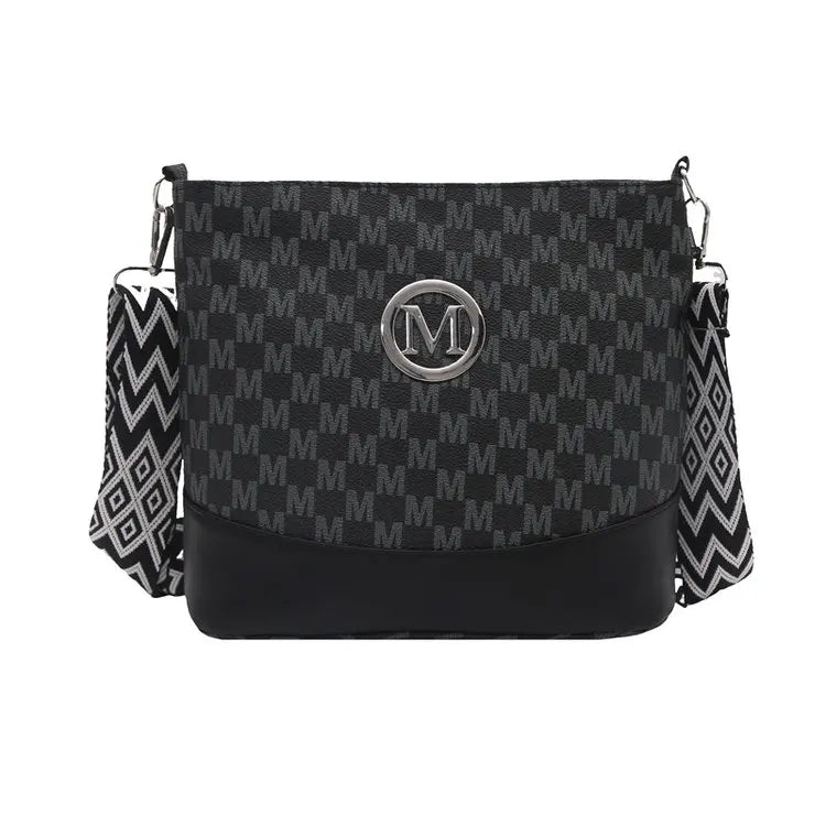Elegant Women's Crossbody Bag with "M" Badge, Multi-Pocket Design, Adjustable Shoulder Strap, Perfect Gift for Women
