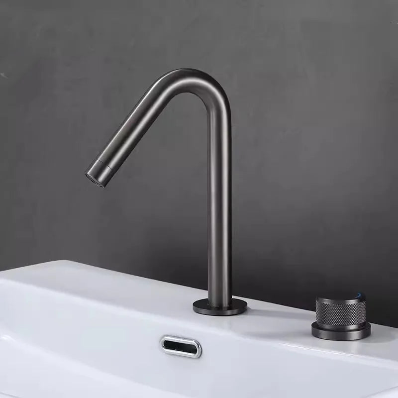 Tuqiu Bathroom Faucet Brass Widespread Brush Gold Basin Faucet Brass Sink Faucet 2 Hole Hot & Cold Wash Faucet Water Tap