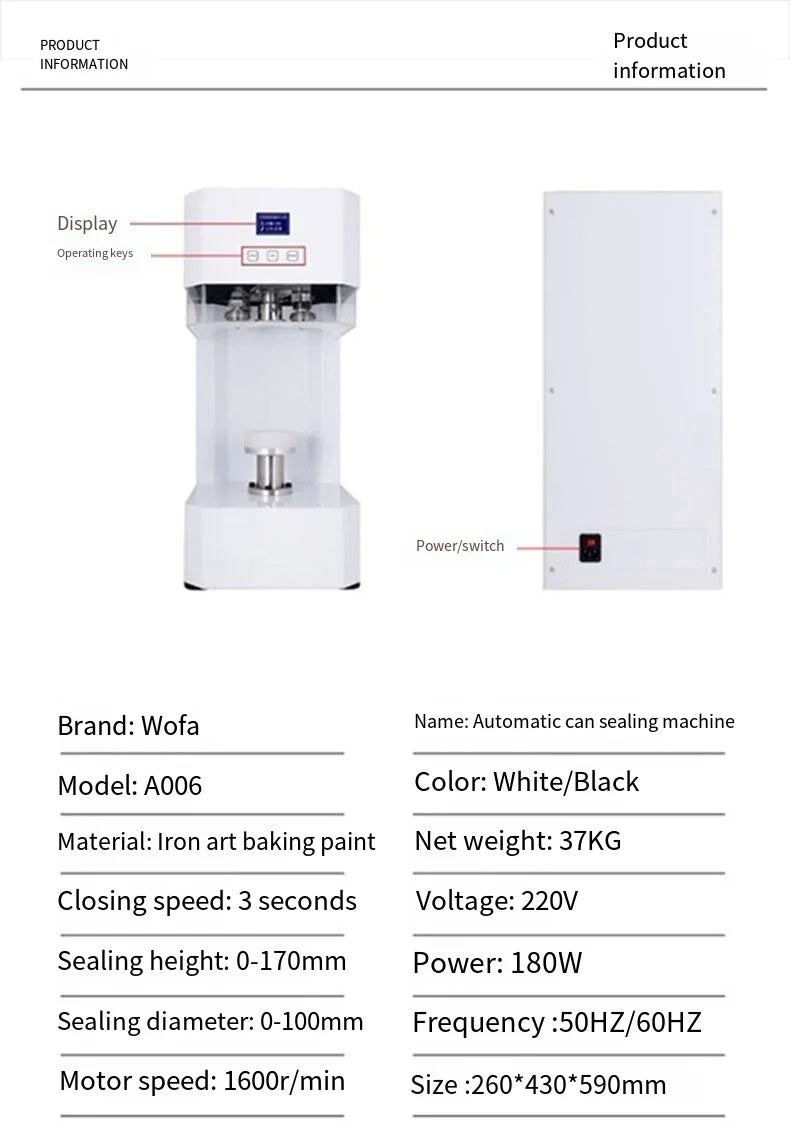 Electric Full Automatic Can Sealing Machine for Food Beverage Cup Seamer Cap Lids Close Sealing for Commercial Use Industrial