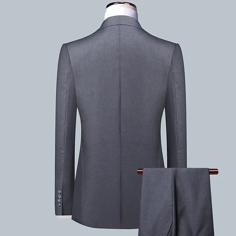 Suit Fashionable Formal Outdoor Gentleman Solid-color Men's Business Wedding Hosting Banquets Casual British Style Fitted Gentle