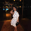 2026Elegant Women Ruffles Sexy Mini Dress Fashion Floral Print Chiffon Short Skirt Long Sleeve V Neck Hollow Out Low Cut Dresses