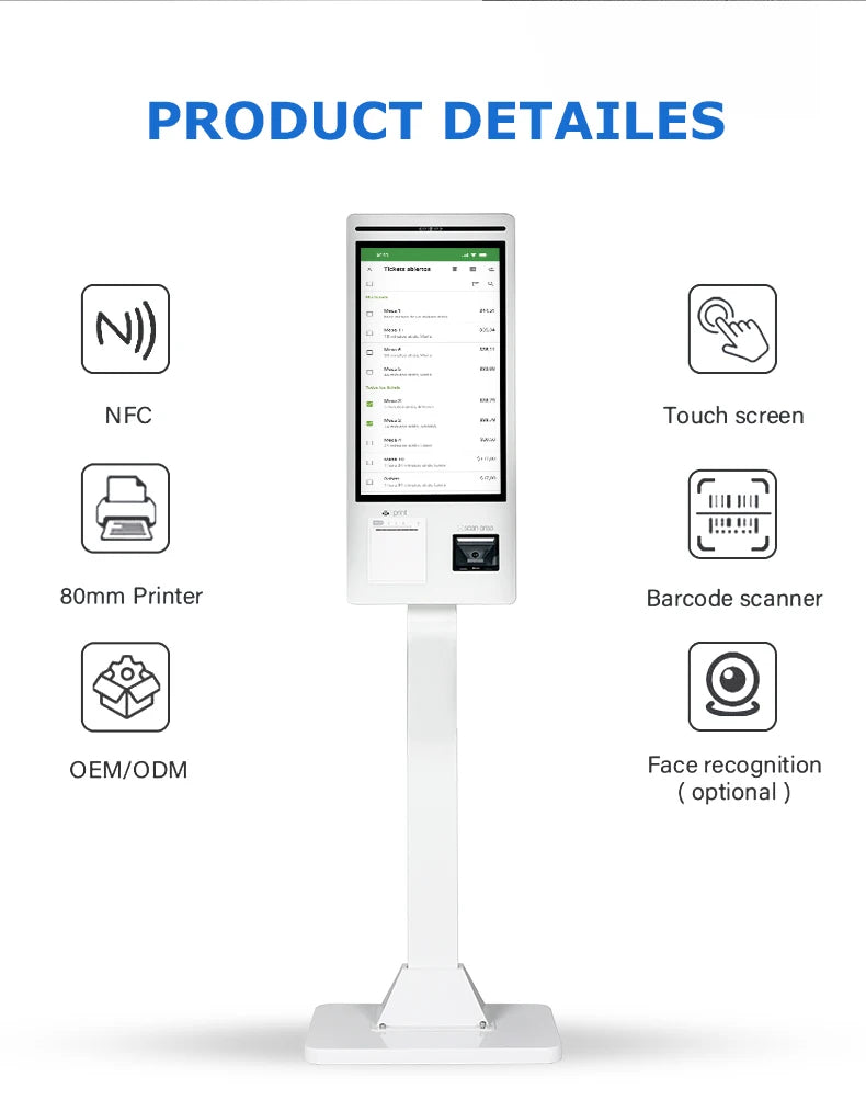 21.5 Inch Interactive Self Service Payment Kiosk Automatic Touch Screen Self Checkout Kiosk Machines for Restaurant