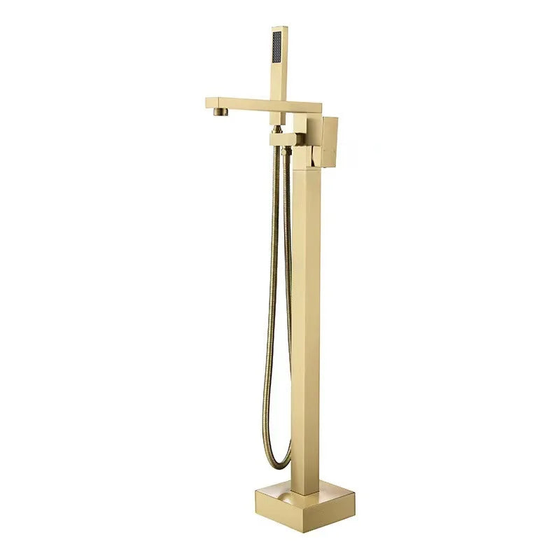 KEMAIDI Brass Freestanding Bathtub Shower Faucet Floor Tub Filler Mixer Tap 360 Degree Swivel Spout Shower Systerm Matte Black