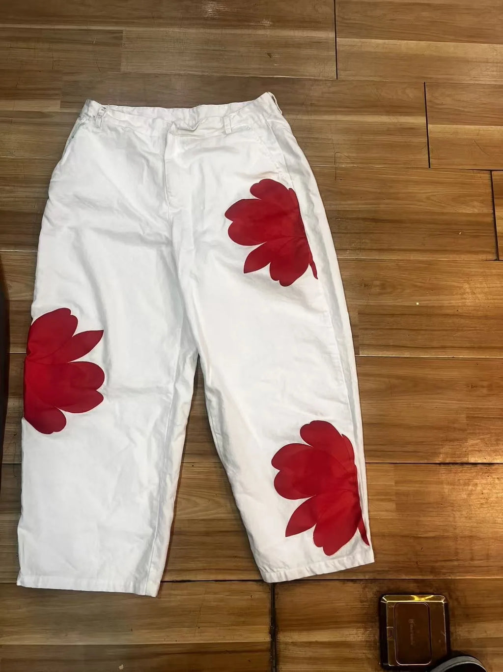 2026 New Fashion Floral Print Wide Leg Jeans Casual Cotton Denim High Waist Nine-Pants Trendy Plus Size Trousers High Street