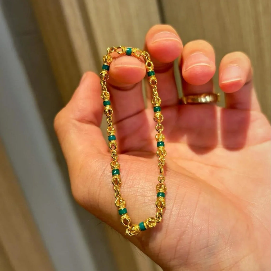 9999 24K real gold Tibetan-style turquoise beaded bracelet ancient color vajra accessories bracelet men and women