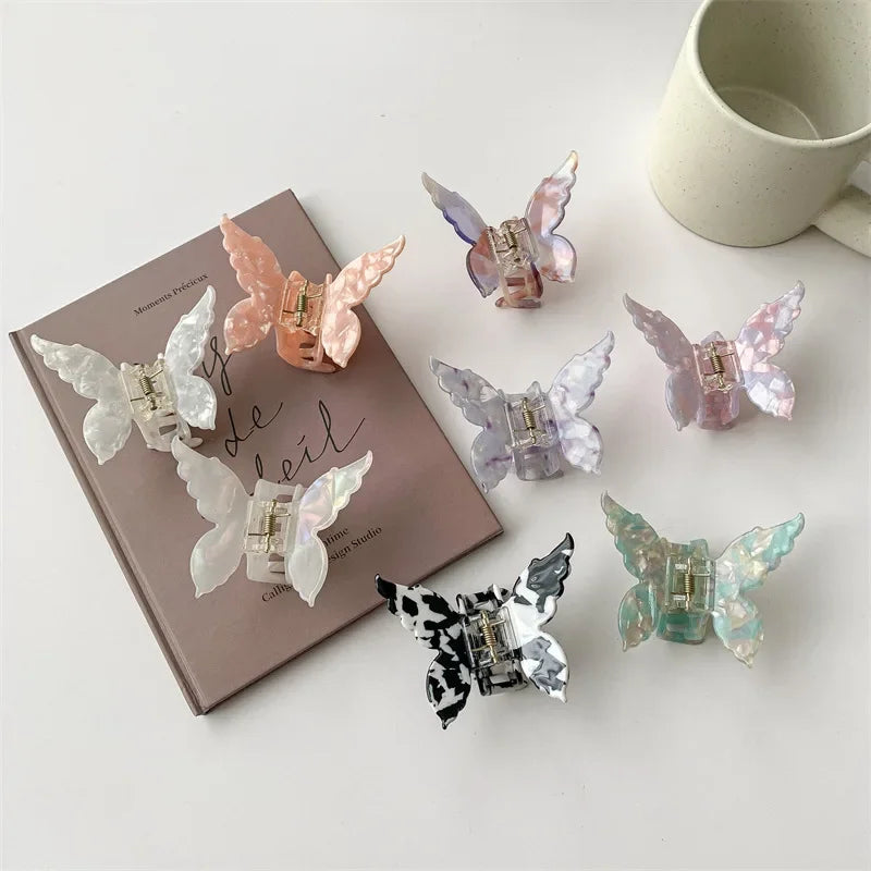 New Gradient Colorful Butterfly Hair Claw for Women French Retro Acetic Acid Hair Clip Fashion Headwear Hairpin Hair Accessories