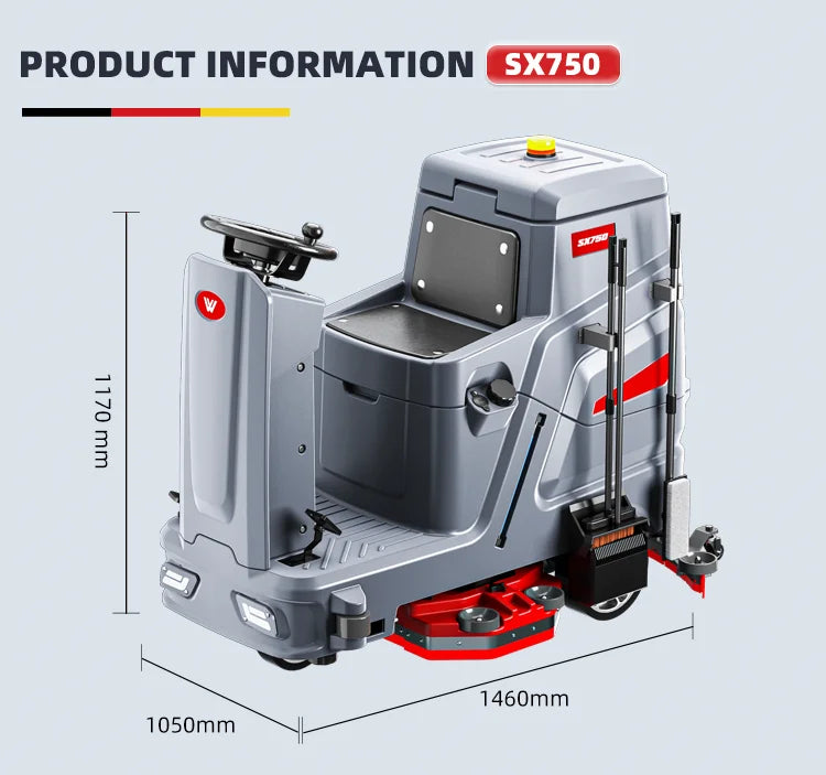 Ride on Floor Scrubber Commercial Scrubbing Machine Electric Cleaning Floor Scrubber Machine