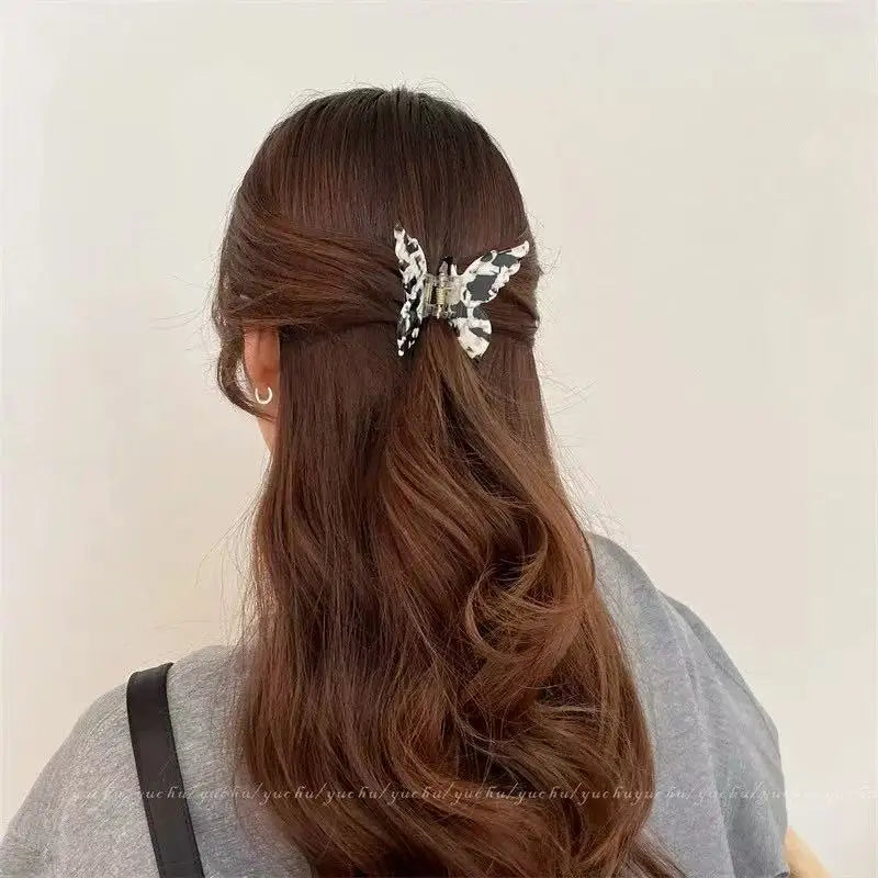 Super Fairy Three-Dimensional Butterfly Half-Tied Hair Back Of The Head Acetate Clip Hair Accessories For Women