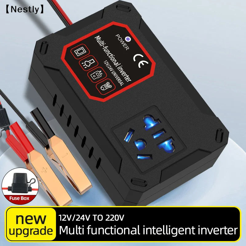 Car Power Inverter 200W 12V/24V To 220V Converter Charger Adapter Universal Socket Portable Vehicle-mounted Auto Inverters〔Nest〕
