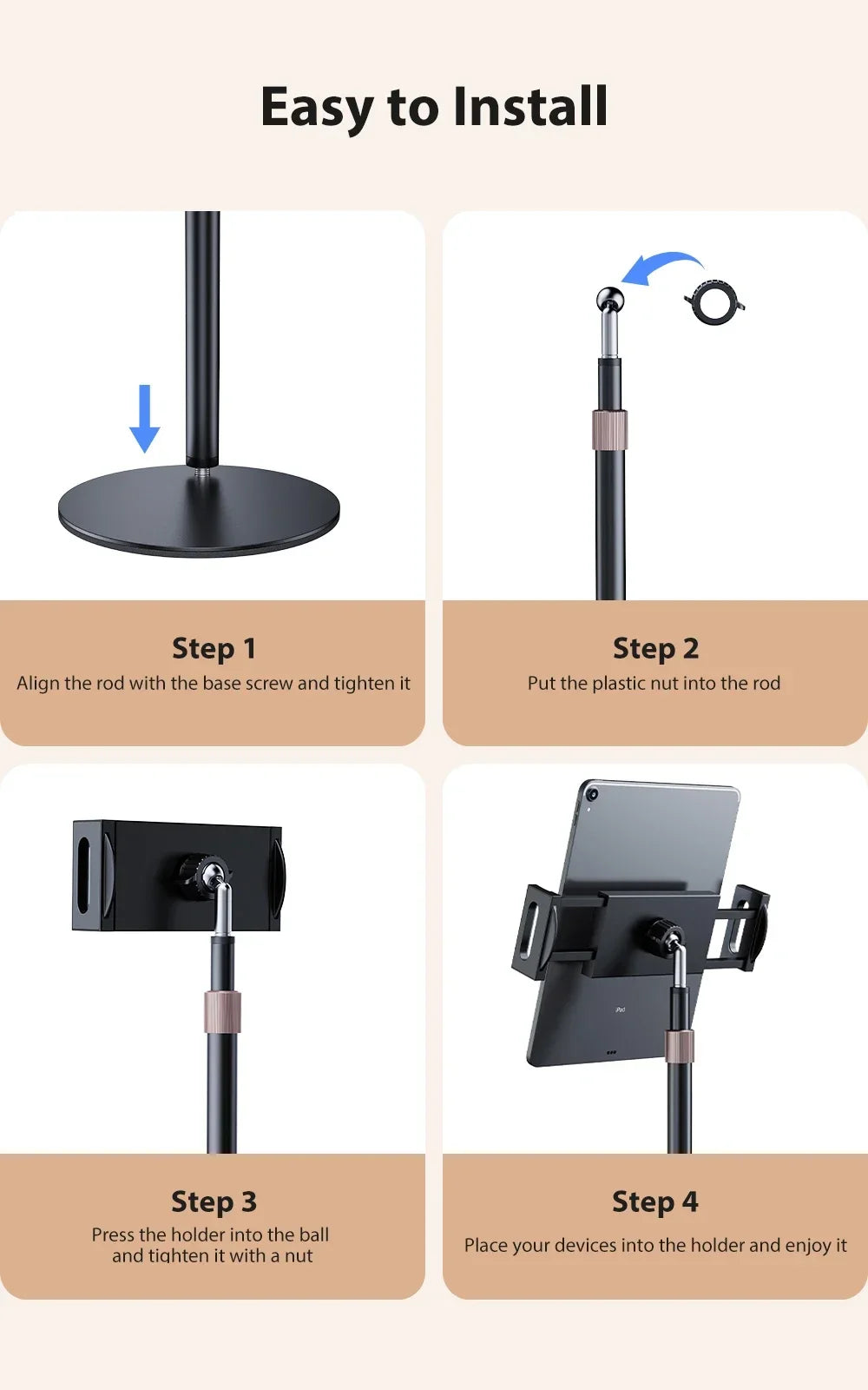 Portable Monitor Tablet Stand Adjustable Height Desktop Monitor Bracket for 4.7-17.3 inch Phone Tablet Monitor Support Holder