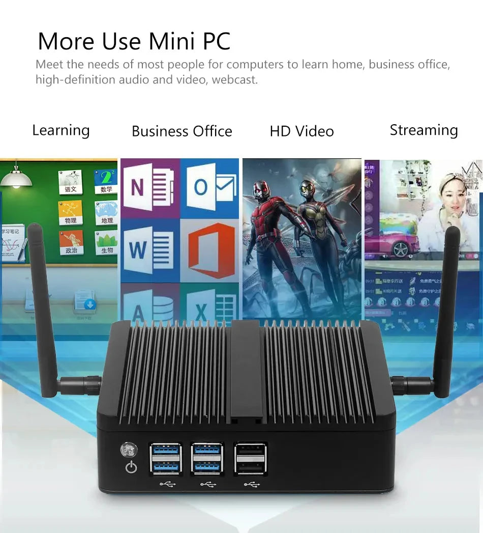 Intel Core I7-4500U I5-5200U I5-4200U Mini PC with 4xUSB3.0 4xUSB2.0 1xHDMI 1xVGA Support Pfsense Linux Computer Win10 Ready
