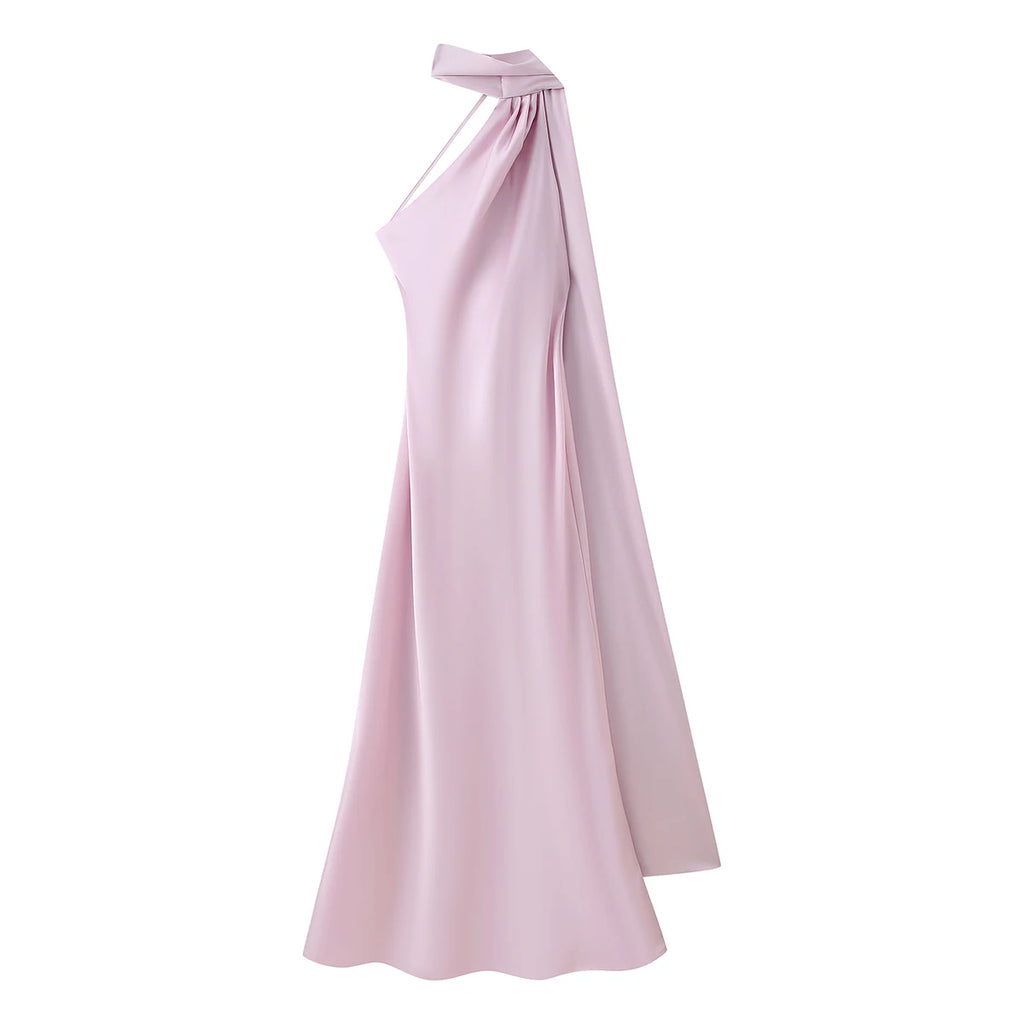Backless Satin Long Sling Dress Women V Neck Sleeveless Slit Solid Sexy Party Dresses 2026 Summer Lady Vacation Evening Robes