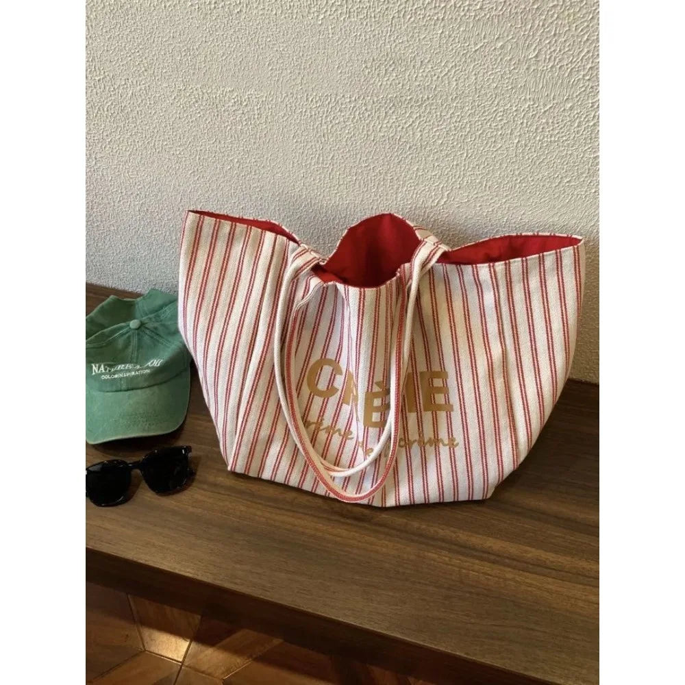 Large, Medium, Small Size French Large Capacity Folding Tote Bag, Fashionable Handheld Commuting Travel Waterproof Nylon Bag