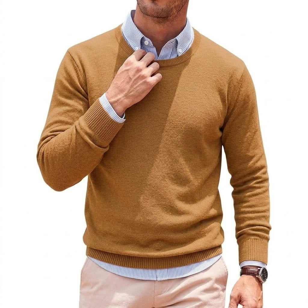 New Men's Casual Crewneck Knit Sweater Autumn Soft Jumper Elegant  Long Sleeve Business Pullover Winter Outwear Knitted Workwear