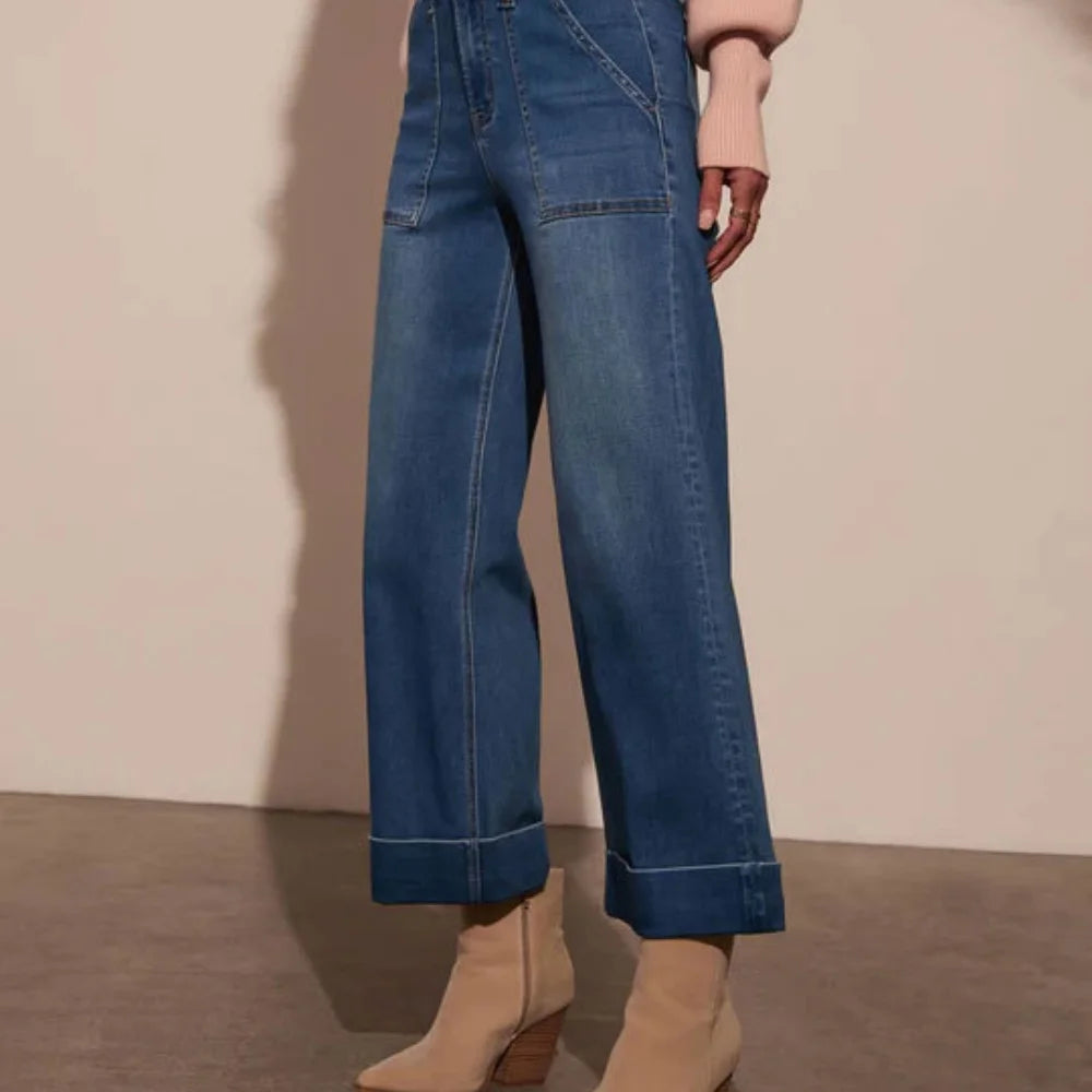 Spring 2026 Women's High Elasticity Loose Wide Leg Jeans Casual Fashion Long Trousers New Arrival