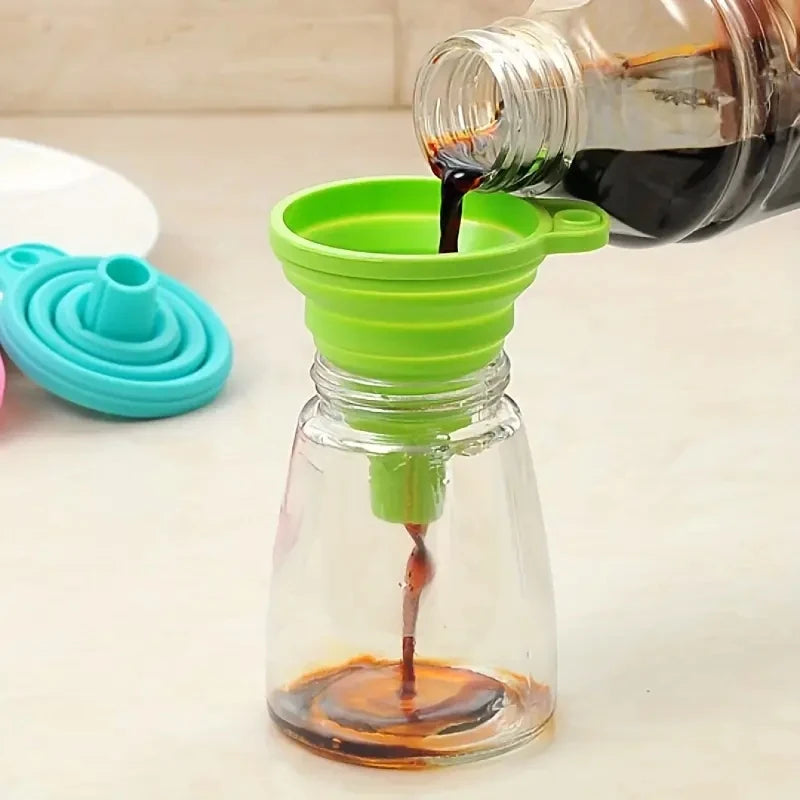 Silicone Collapsible Funnel, Foldable Funnels For Water Liquid Oil, Kitchen Gadgets Accessories, Kitchen Utensils, Apartment Ess