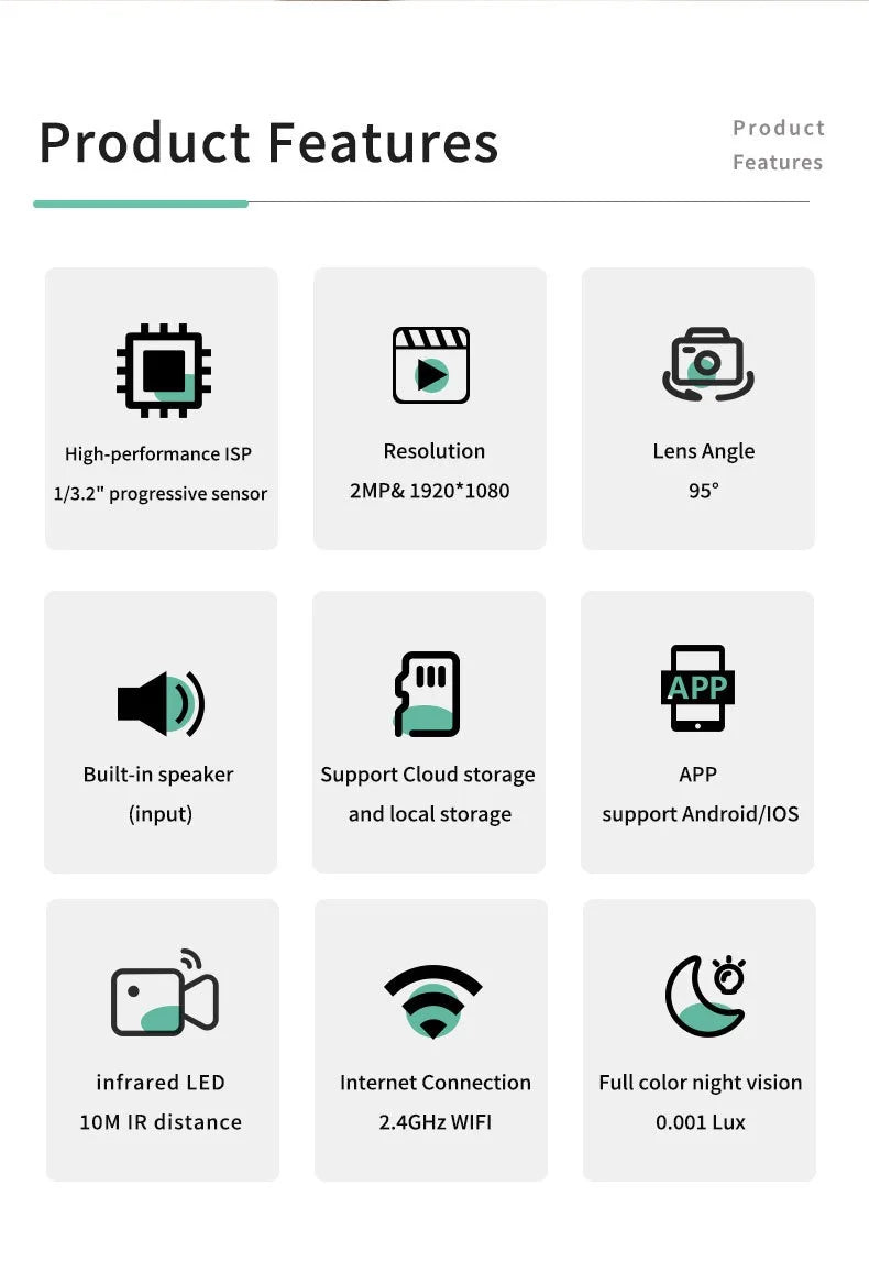 5MP WiFi Security Camera, 2K HD Smart Home Monitor with Night Vision & Motion Detection, 2.4GHz Camera