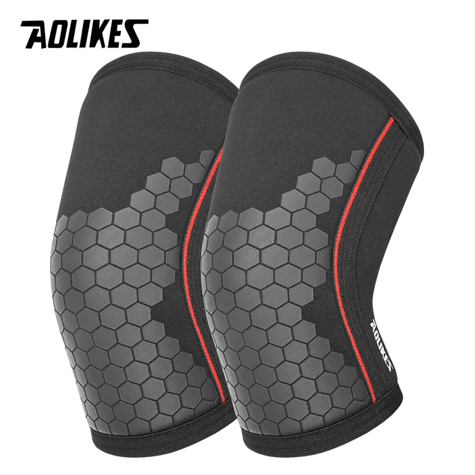 AOLIKES 7mm Compression Knee Sleeves for Weightlifting Support, Powerlifting Strength, Heavy Squats, Cross Training, Gym Fitness