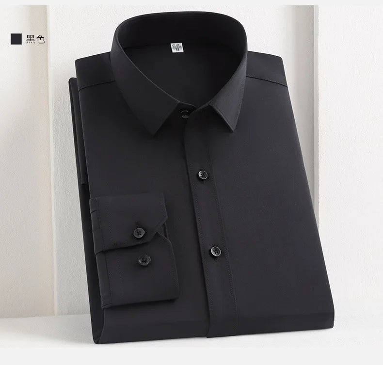 Bamboo Fiber Men's Shirt Long Sleeve Anti-Wrinkle Dress Shirts For Men Slim Fit Camisa Social Business Formal White Office Shirt