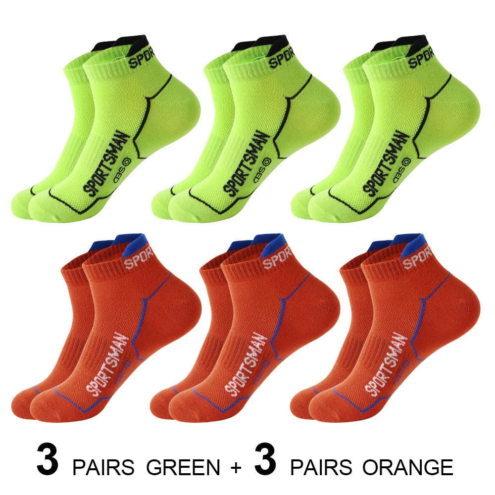 6 Pairs/Lot Spring Summer Men's Sports Running Socks Protective Ankle Socks Thin Breathable Deodorant Fitness Short Socks 38-44