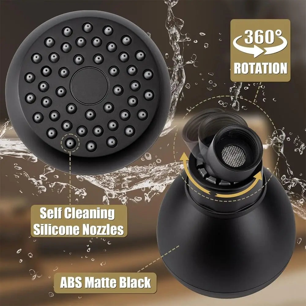 Silicone Nozzles Shower Heads Matte Black Powerful Water Flow Spray Shower Rustproof 360 Rotation Rain Shower Head Bathroom Use