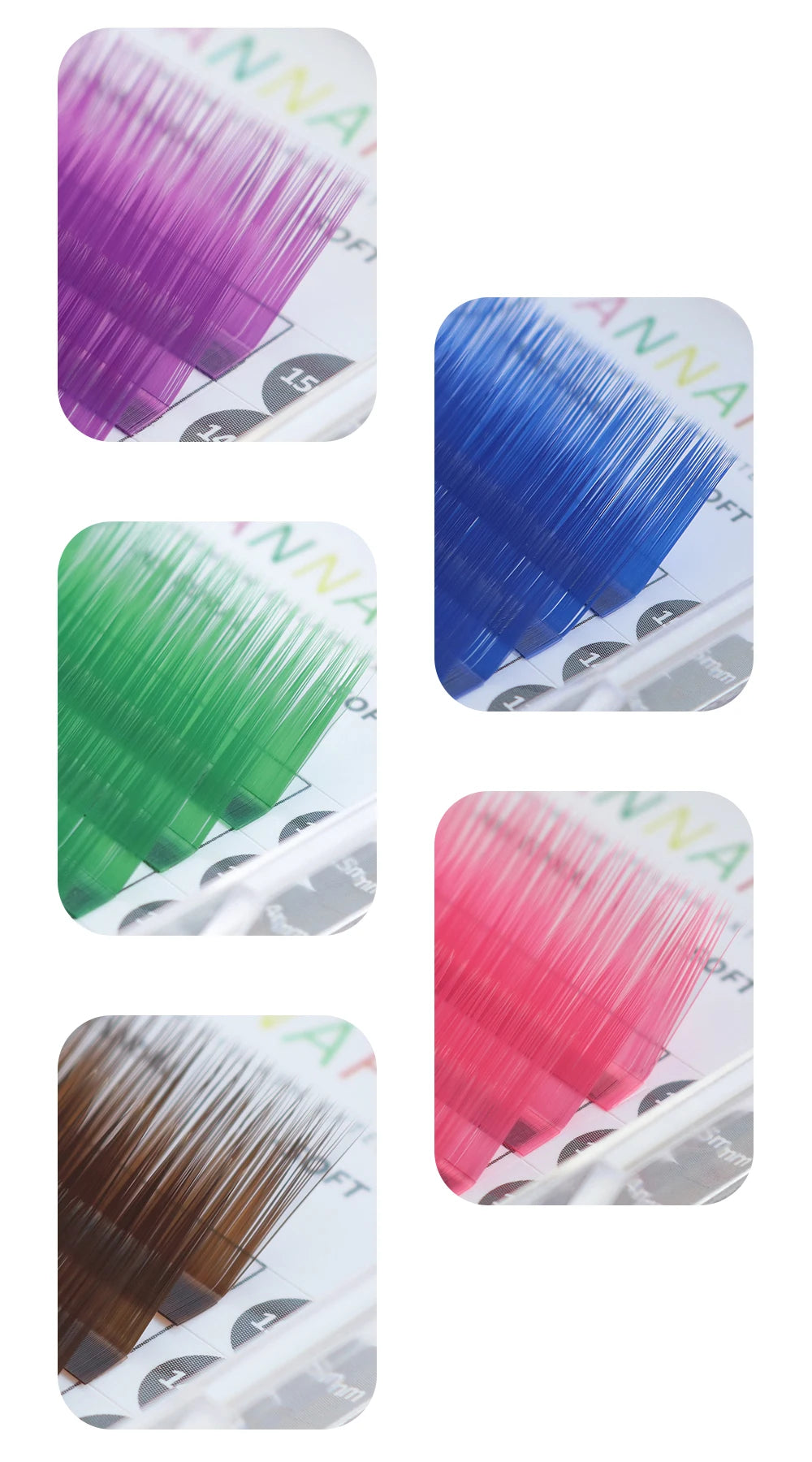 Colored Lashes Eyelash Extensions C/D/L/LU(M) Curl Mix 8-15mm Natural Soft Individual Green/Blue/Brown/Purple/Pink Eyelashes